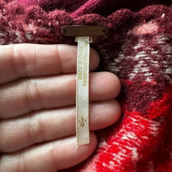 Free People Burgundy Nordic Fair Isle Wool Blend  Sweater Dress Size L - Picture 7 of 7